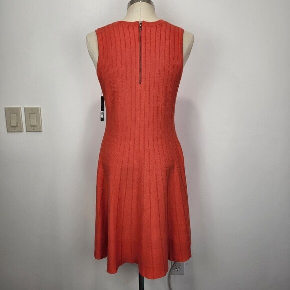 Nic+Zoe NWT Twirl Dress L Hot Coral Fit & Flare Sleeveless Stretch Knit Colorful - Picture 3 of 9